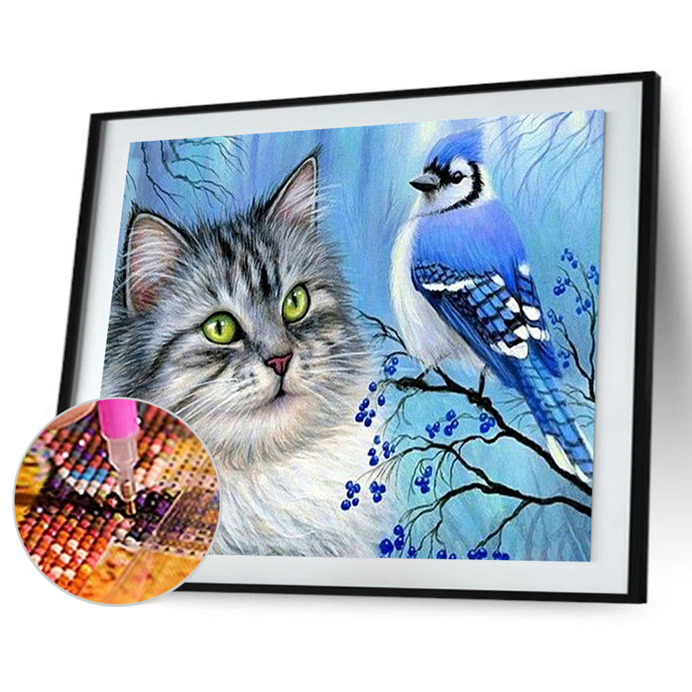 Cats And Birds - Full Round Drill Diamond Painting 50*40CM