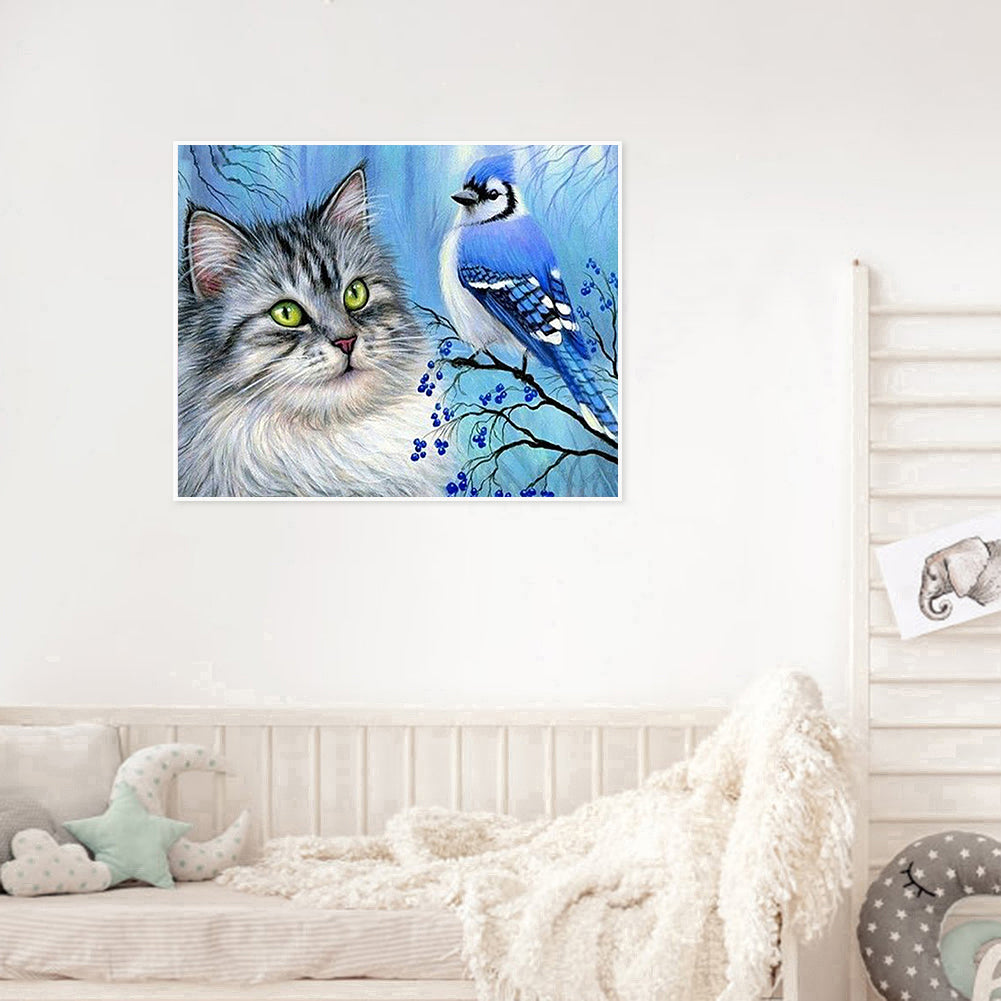 Cats And Birds - Full Round Drill Diamond Painting 50*40CM