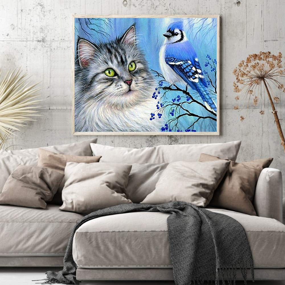 Cats And Birds - Full Round Drill Diamond Painting 50*40CM