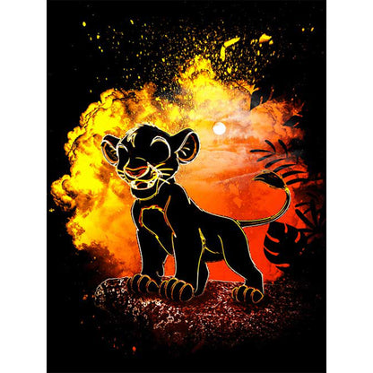 Simba Silhouette - Full Round Drill Diamond Painting 30*40CM