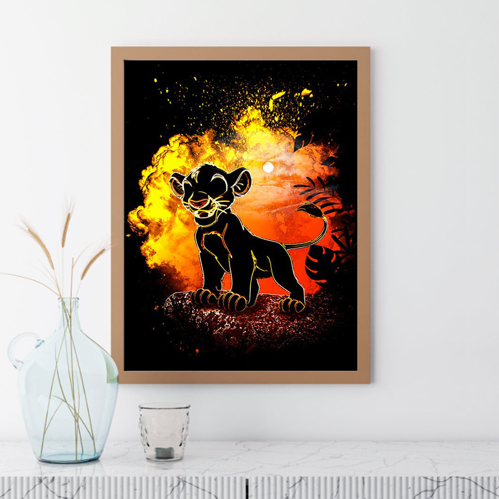 Simba Silhouette - Full Round Drill Diamond Painting 30*40CM