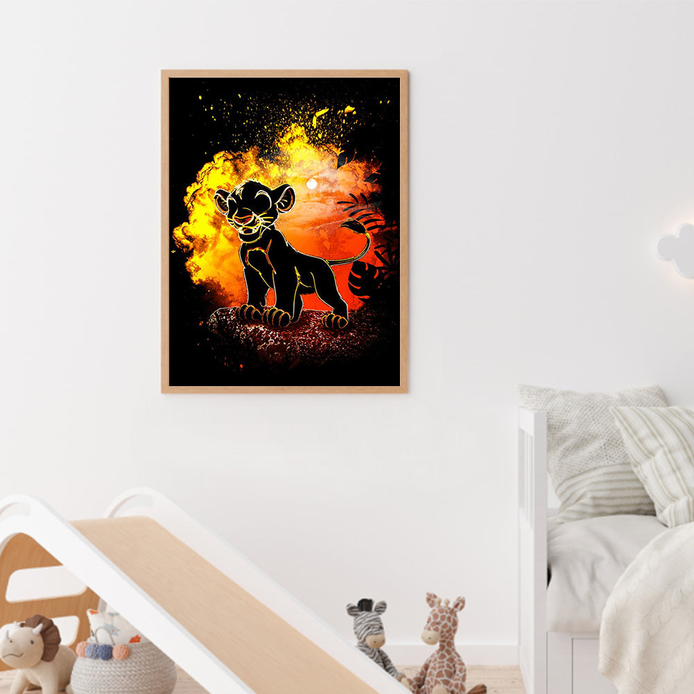 Simba Silhouette - Full Round Drill Diamond Painting 30*40CM