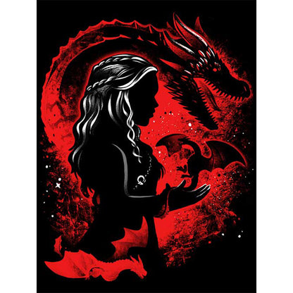 Dragon Girl Silhouette - Full Round Drill Diamond Painting 30*40CM