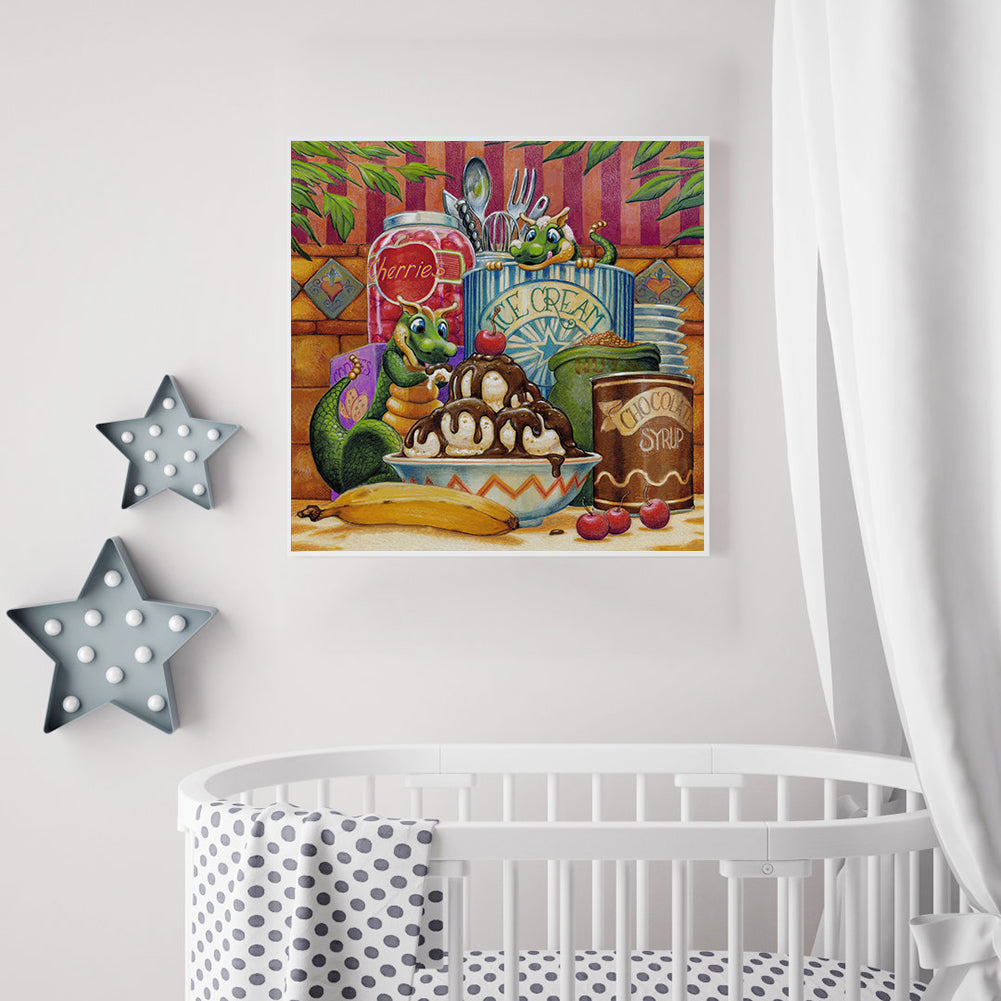 Green Dragon 30*30CM(Canvas) Full Round Drill Diamond Painting