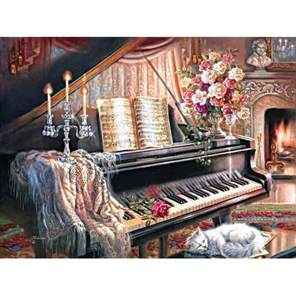 Piano 40*30CM(Canvas) Full Square Drill Diamond Painting