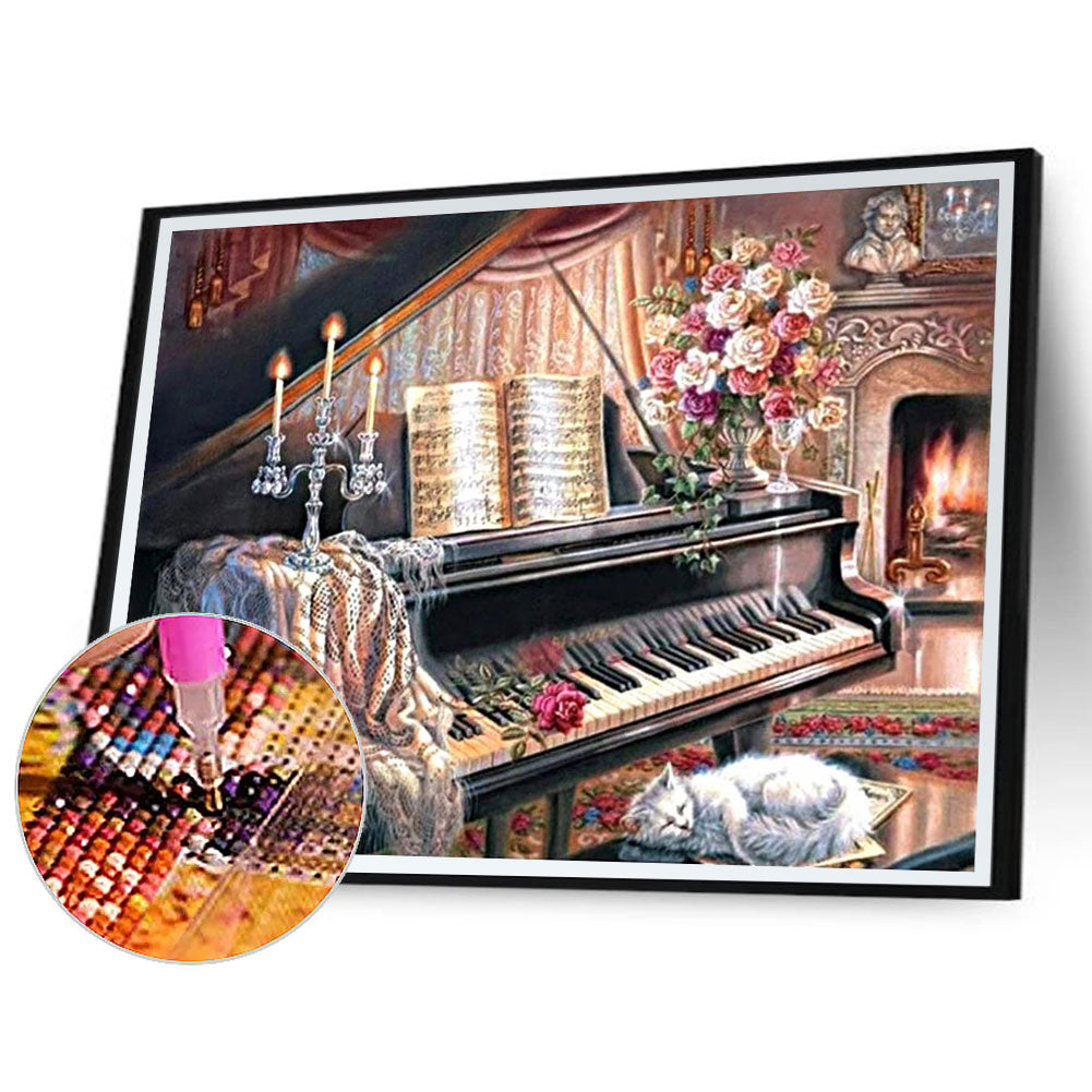 Piano 40*30CM(Canvas) Full Square Drill Diamond Painting