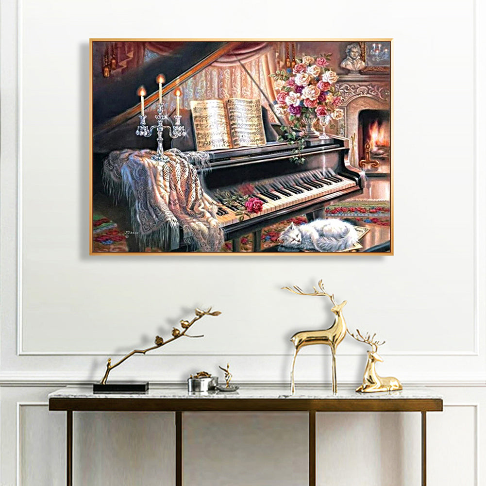 Piano 40*30CM(Canvas) Full Square Drill Diamond Painting