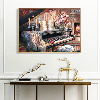 Piano 40*30CM(Canvas) Full Square Drill Diamond Painting