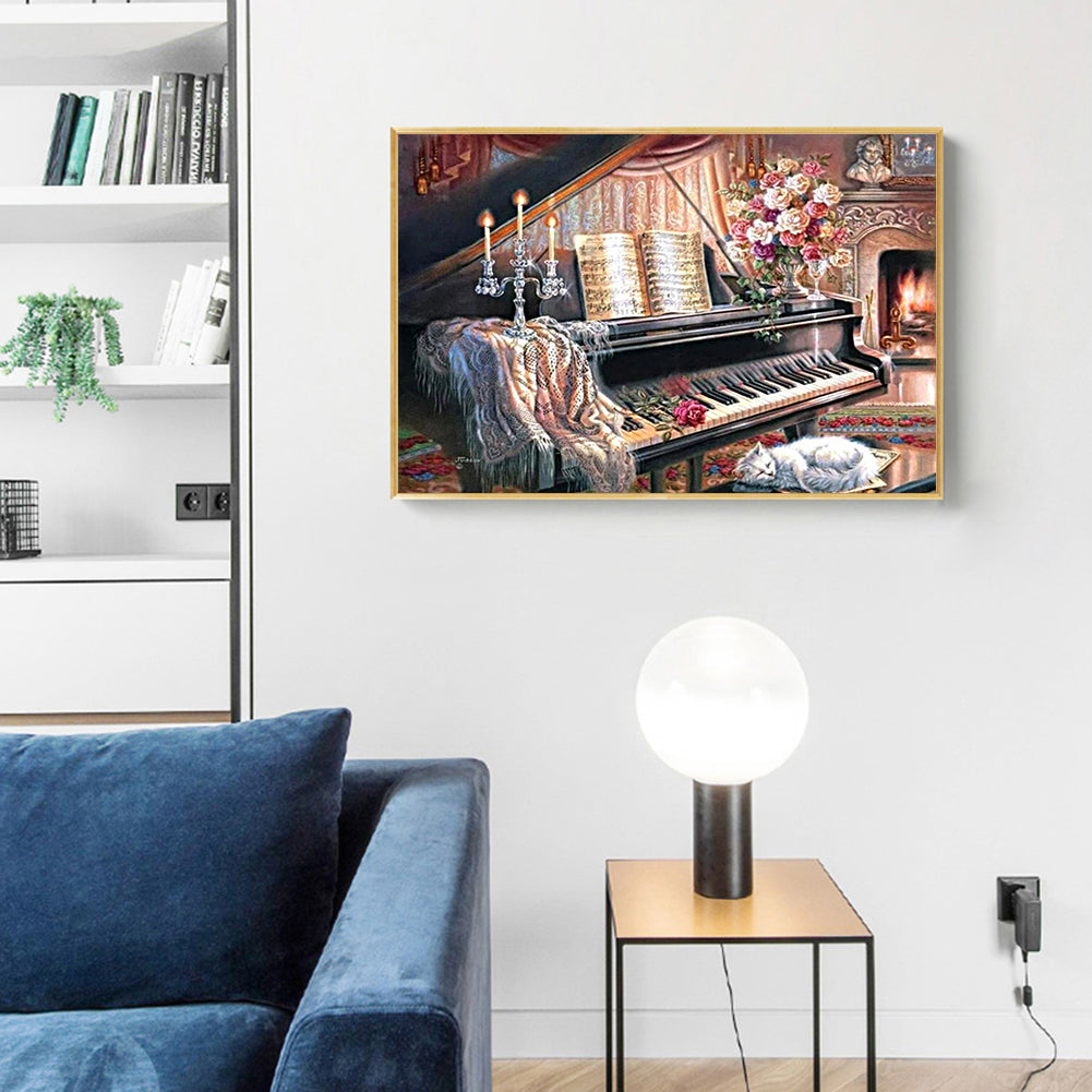 Piano 40*30CM(Canvas) Full Square Drill Diamond Painting