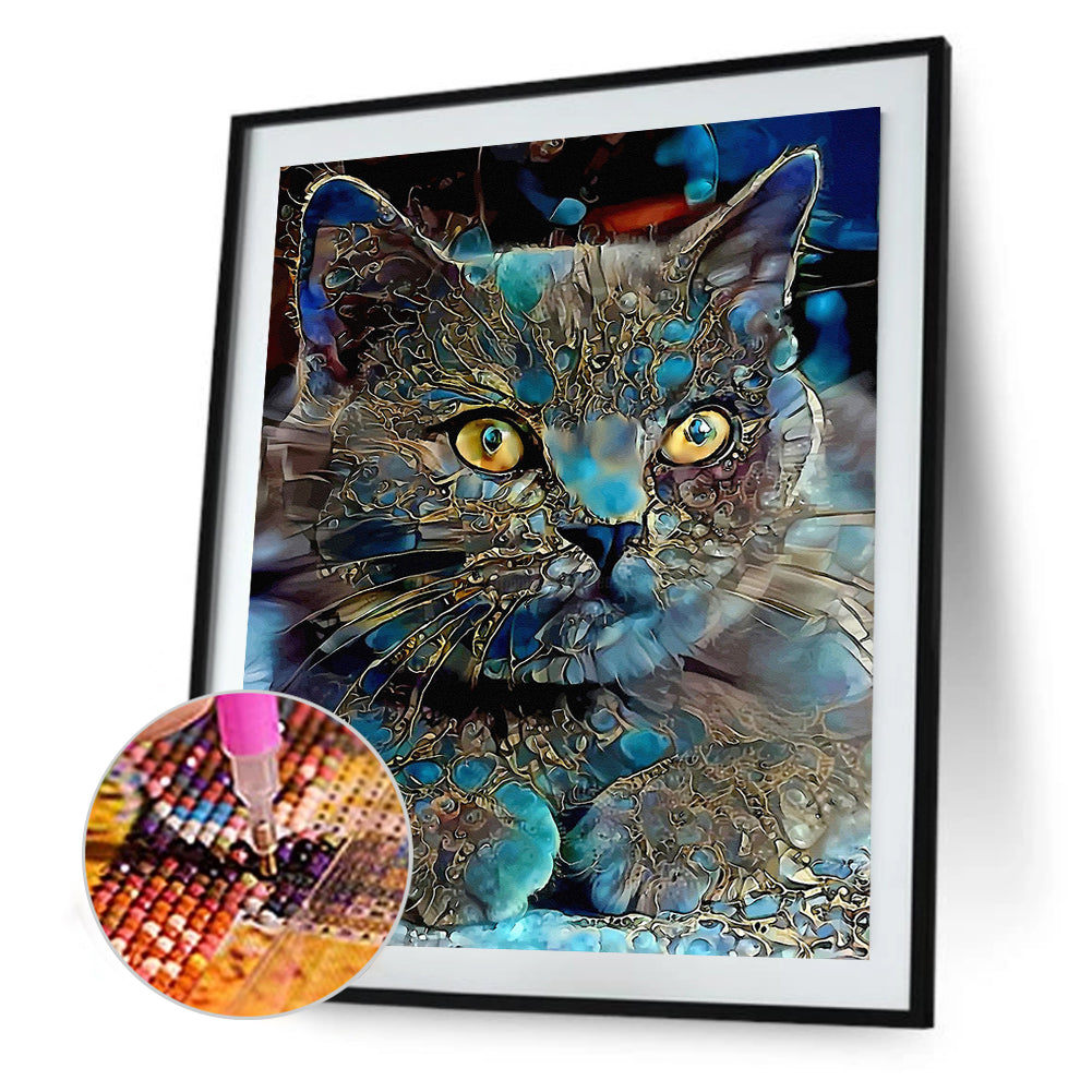 Blue Cat - Full Square Drill Diamond Painting 50*60CM