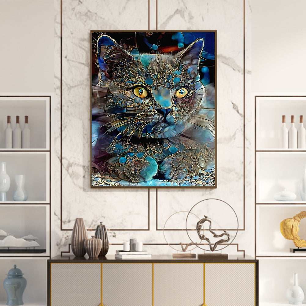 Blue Cat - Full Square Drill Diamond Painting 50*60CM