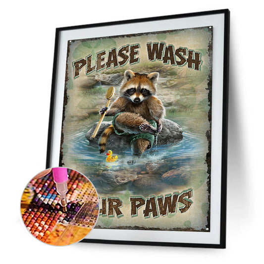 Raccoon Taking A Bath - Full Square Drill Diamond Painting 50*60CM