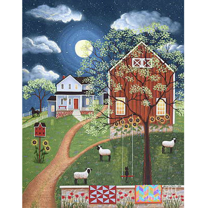 Apple Tree Hut - Full Round Drill Diamond Painting 40*50CM