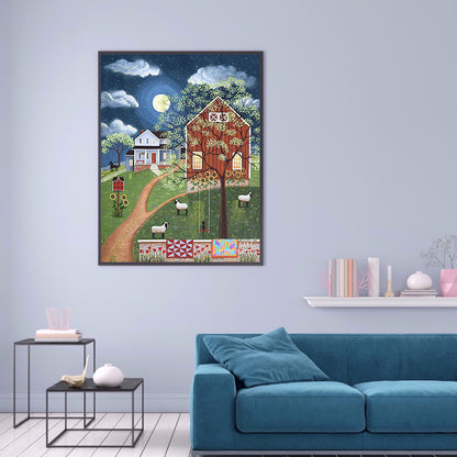 Apple Tree Hut - Full Round Drill Diamond Painting 40*50CM