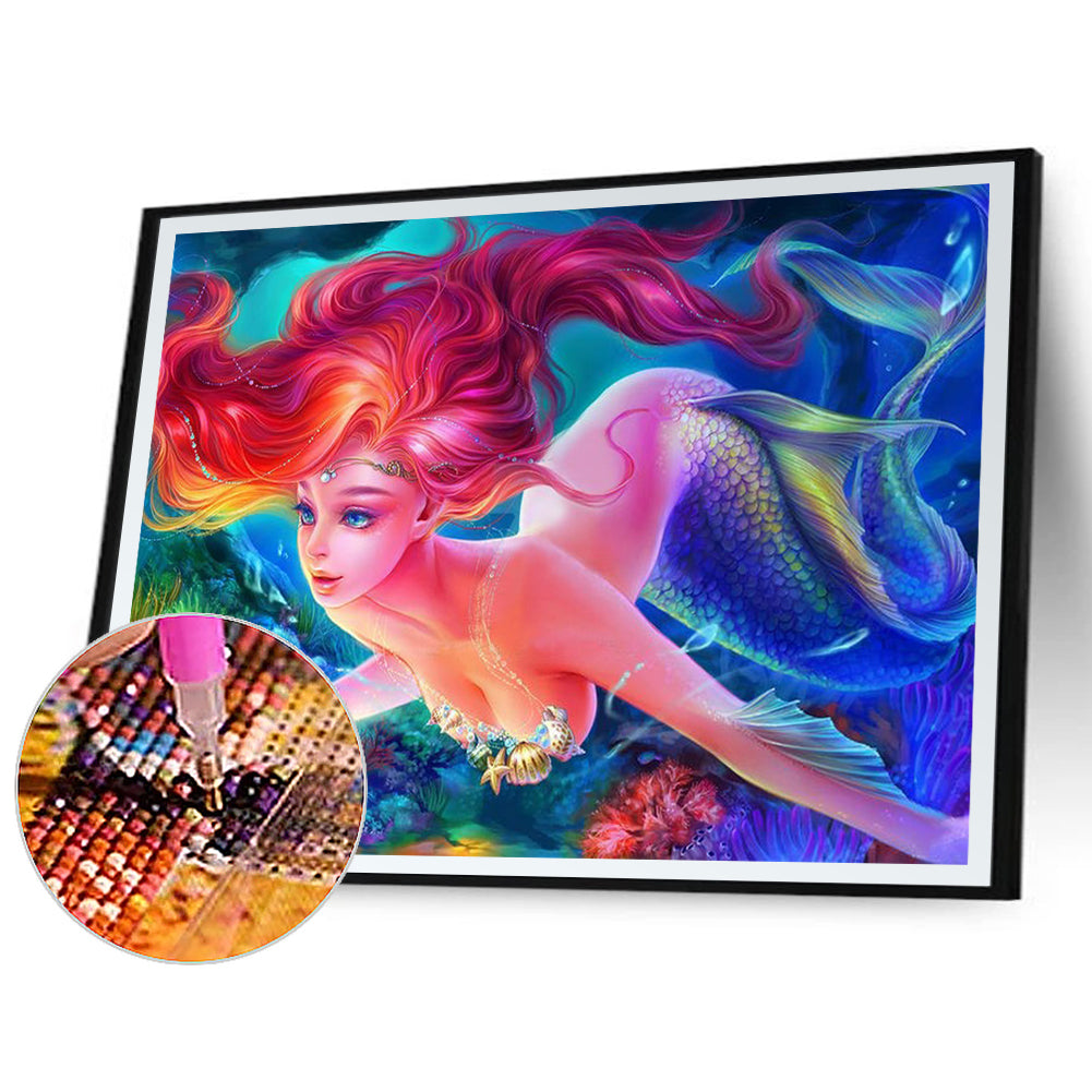 Mermaid Ariel - Full Round Drill Diamond Painting 50*30CM