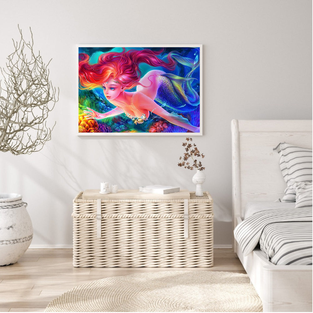 Mermaid Ariel - Full Round Drill Diamond Painting 50*30CM