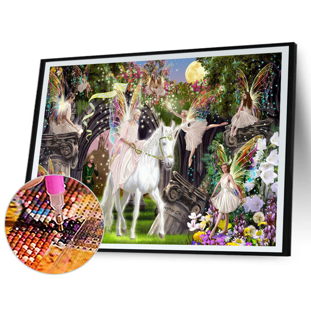 Starry Night Elf And Unicorn - Full Round Drill Diamond Painting 50*30CM