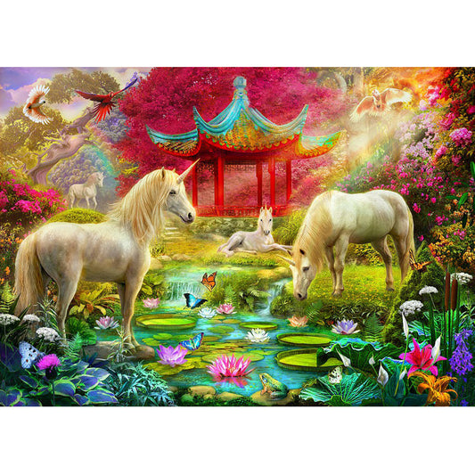 Starry Night Elf And Unicorn - Full Round Drill Diamond Painting 50*30CM