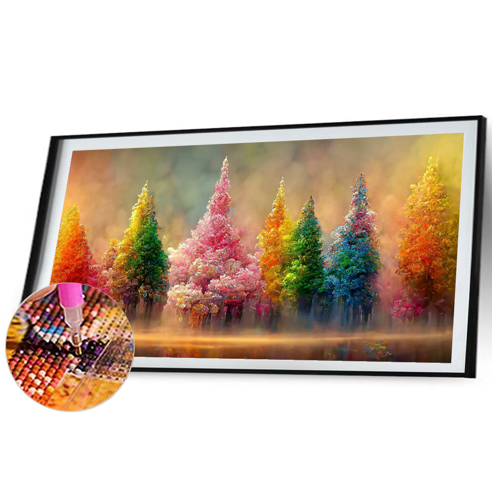 Painted Trees 80*40CM(Canvas) Full Round Drill Diamond Painting