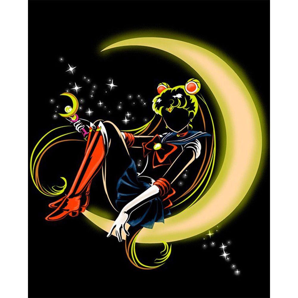 Sailor Moon Silhouette - Full Round Drill Diamond Painting 30*40CM