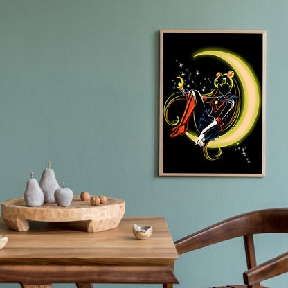Sailor Moon Silhouette - Full Round Drill Diamond Painting 30*40CM