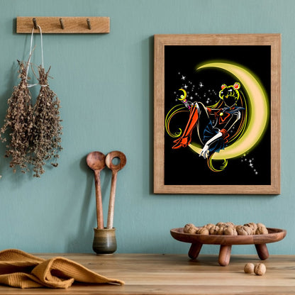 Sailor Moon Silhouette - Full Round Drill Diamond Painting 30*40CM
