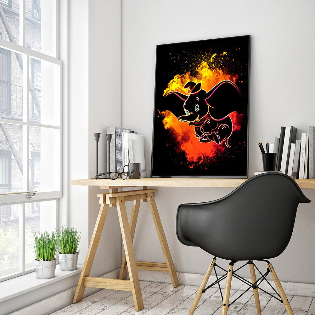 Dumbo Silhouette - Full Round Drill Diamond Painting 30*40CM