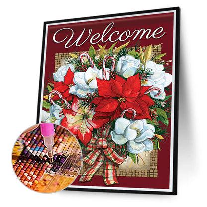 Red And White Bouquet 40*50CM(Canvas) Full Square Drill Diamond Painting