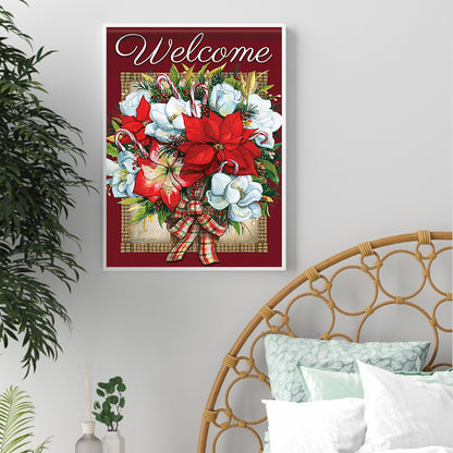 Red And White Bouquet 40*50CM(Canvas) Full Square Drill Diamond Painting