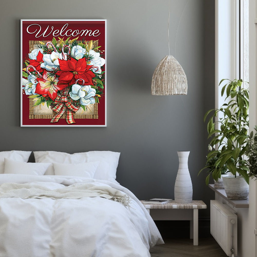 Red And White Bouquet 40*50CM(Canvas) Full Square Drill Diamond Painting