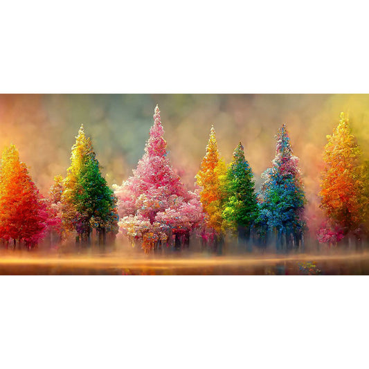 Oil Painting Colorful Tree 80*40CM(Canvas) Full Square Drill Diamond Painting