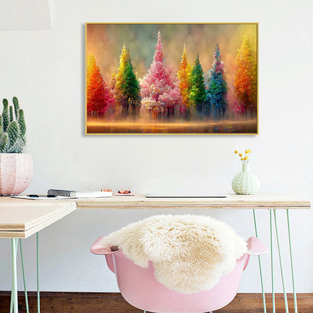 Oil Painting Colorful Tree 80*40CM(Canvas) Full Square Drill Diamond Painting