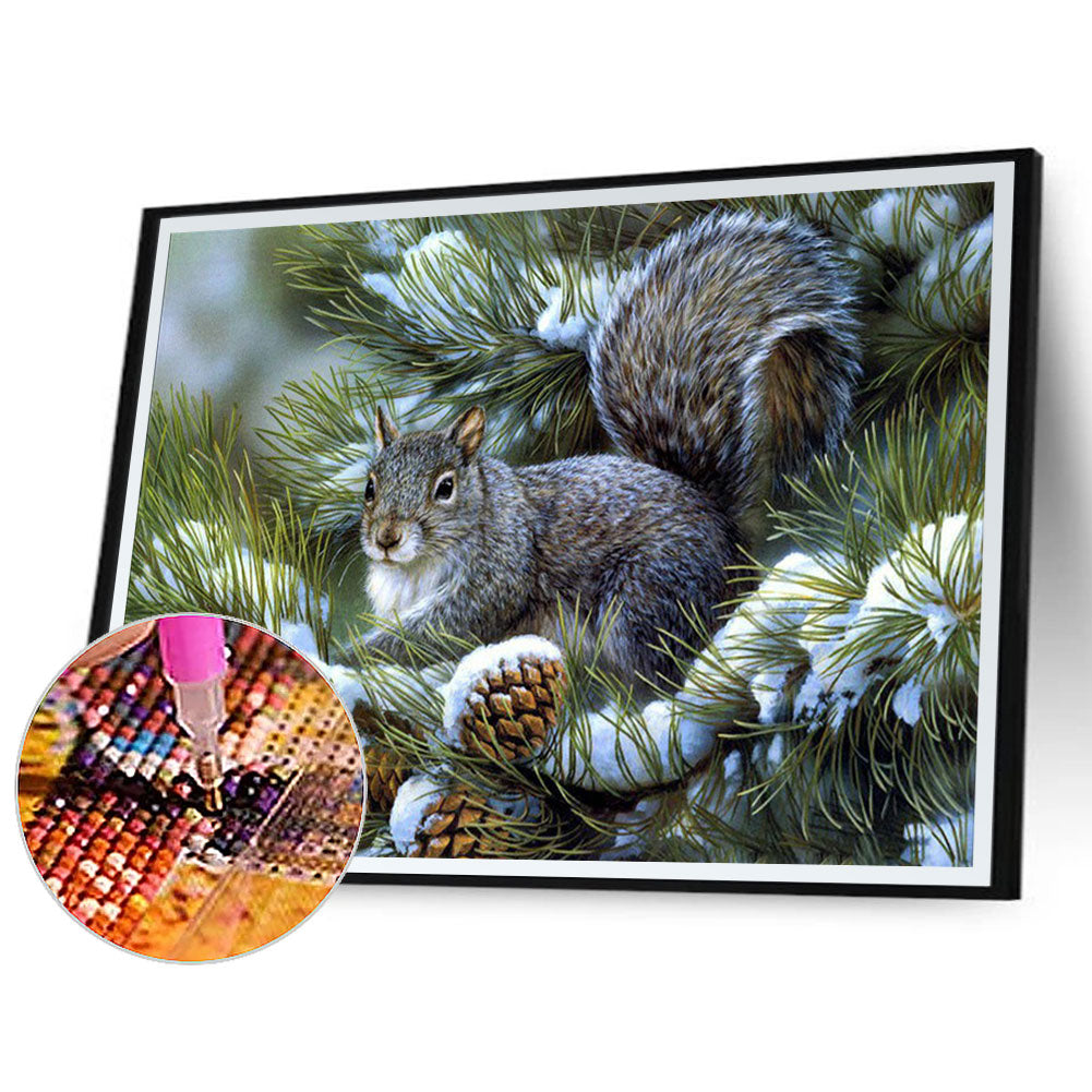 Grey Squirrel 50*40CM(Canvas) Full Square Drill Diamond Painting