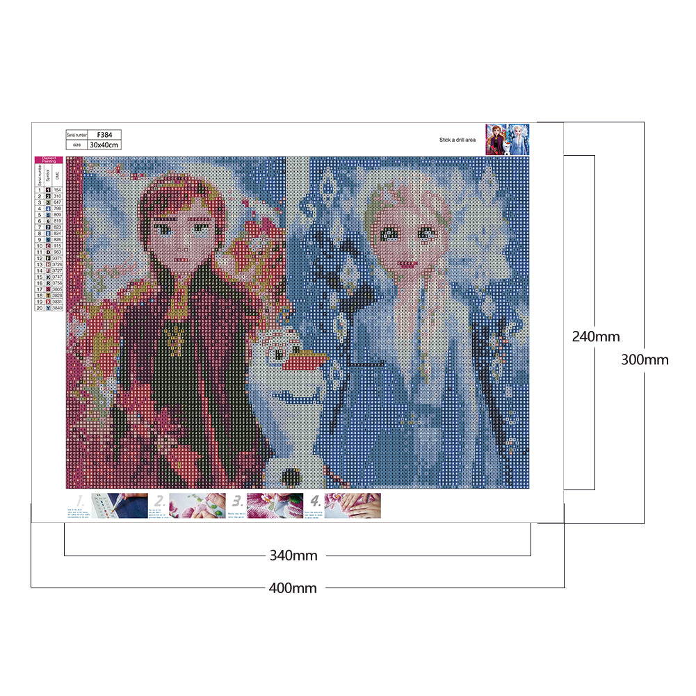 Princess Anna And Princess Elsa - Full Square Drill Diamond Painting 40*30CM