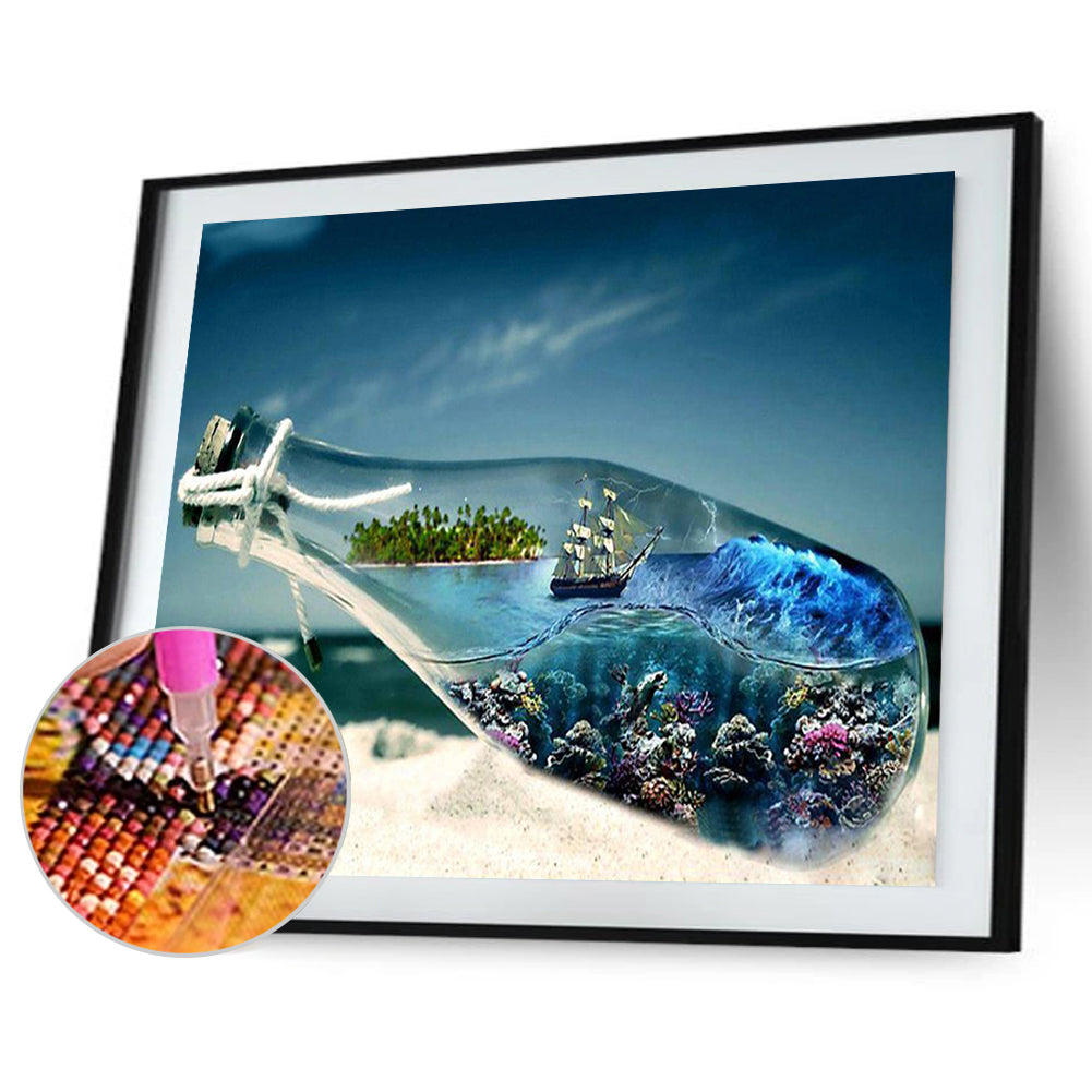 Beach Bottle - Full Square Drill Diamond Painting 40*30CM