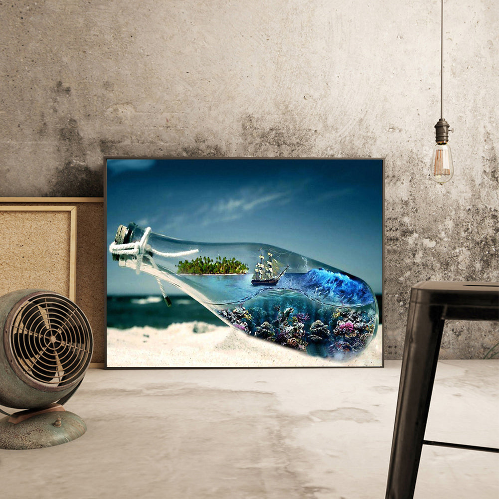 Beach Bottle - Full Square Drill Diamond Painting 40*30CM