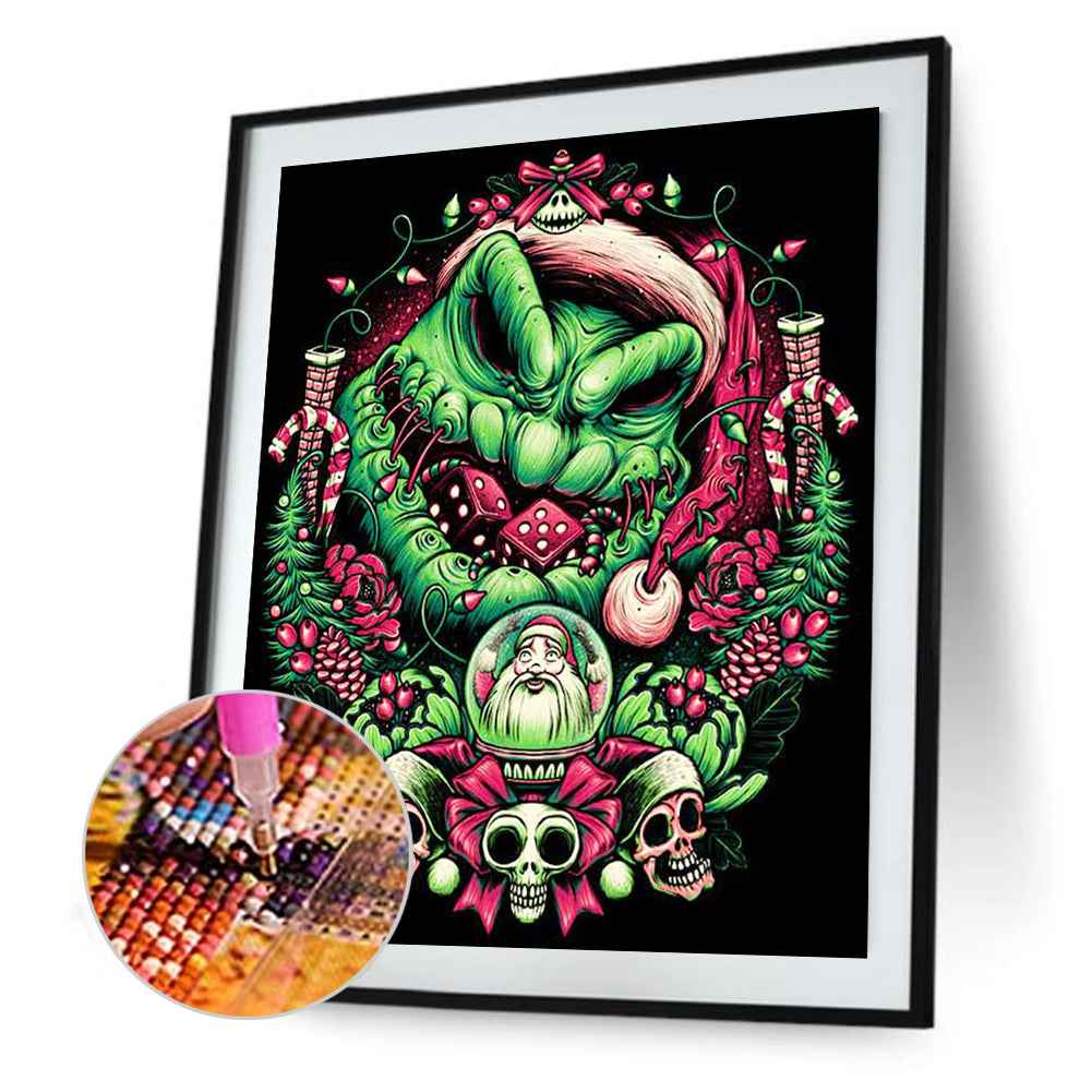 Spooky Christmas Green Monster - Full Round Drill Diamond Painting 30*40CM