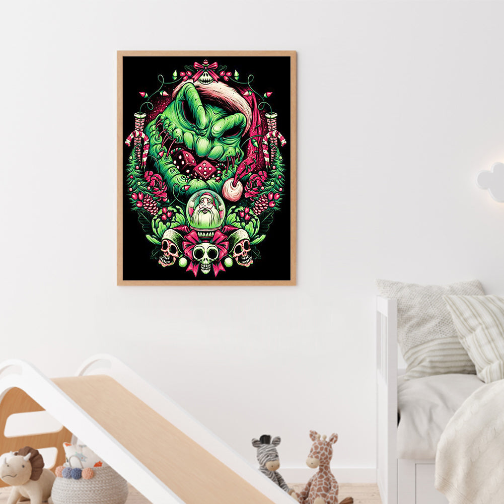 Spooky Christmas Green Monster - Full Round Drill Diamond Painting 30*40CM