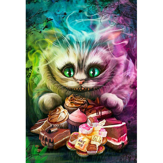 Cheshire Cat Eating Dessert - Full Round Drill Diamond Painting 30*50CM