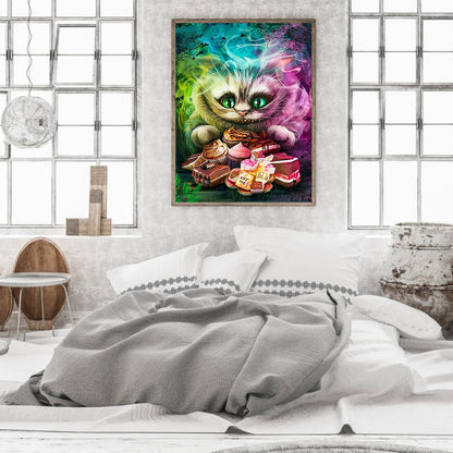 Cheshire Cat Eating Dessert - Full Round Drill Diamond Painting 30*50CM