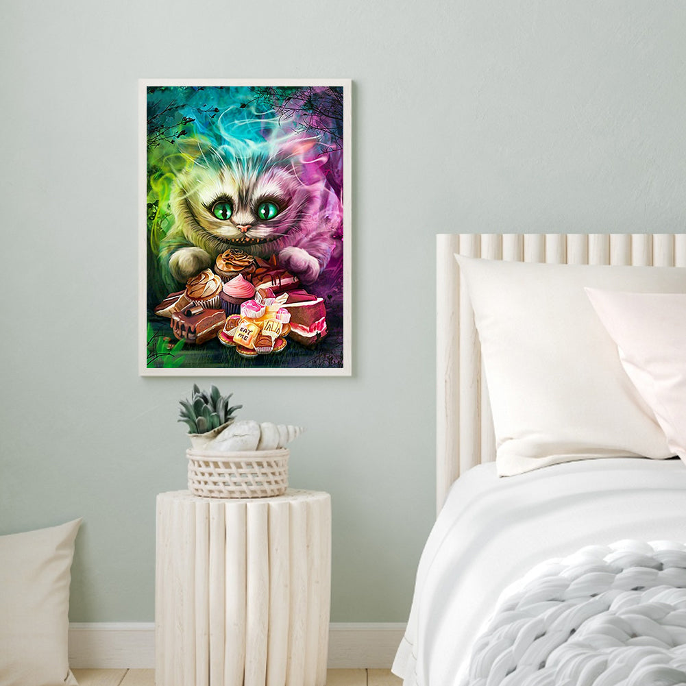 Cheshire Cat Eating Dessert - Full Round Drill Diamond Painting 30*50CM