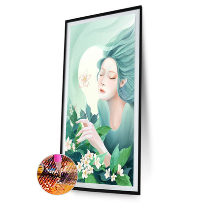 Green Hair Girl - Full Round Drill Diamond Painting 50*80CM