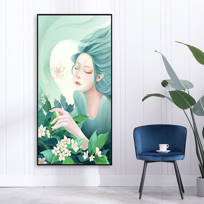 Green Hair Girl - Full Round Drill Diamond Painting 50*80CM