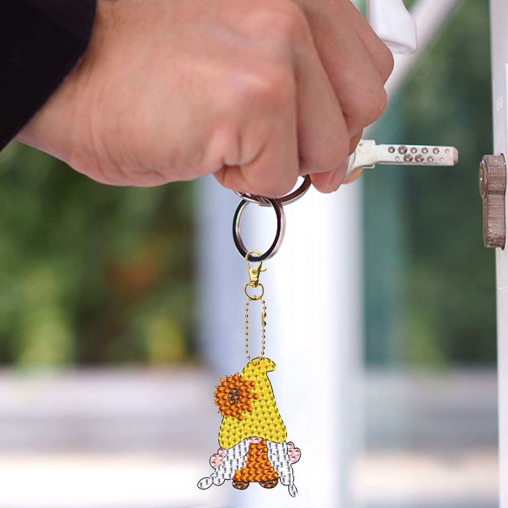 DIY Point Drill Keychains Cute Double Sided Spot Drill Drawing Keychain for Gift