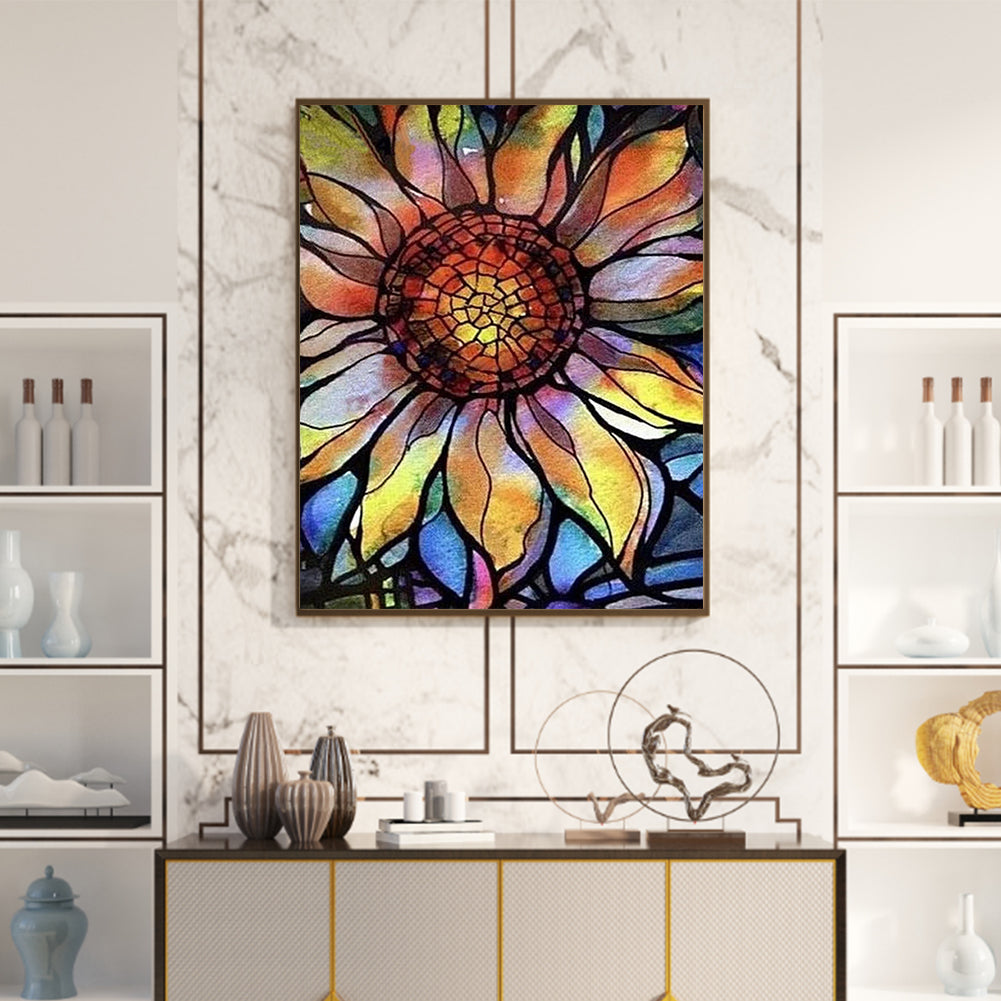 Stained Glass Flower - Full Square Drill Diamond Painting 40*50CM