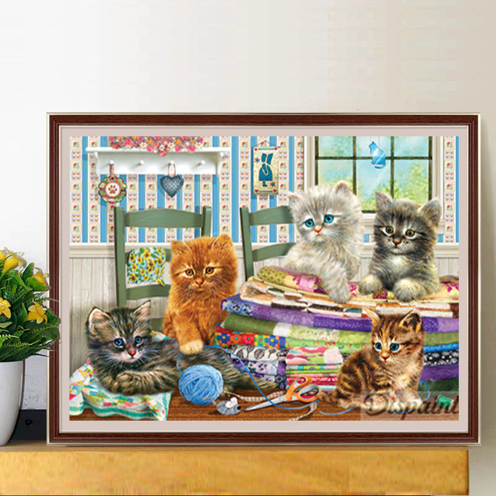 Kitten - Full Round Drill Diamond Painting 50*40CM