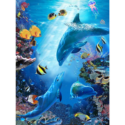 Dolphin - Full Round Drill Diamond Painting 40*50CM