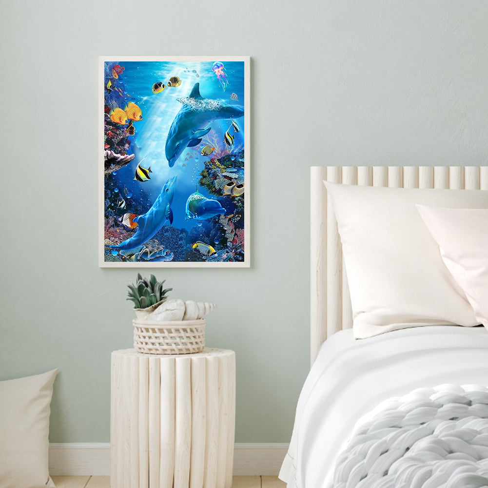 Dolphin - Full Round Drill Diamond Painting 40*50CM