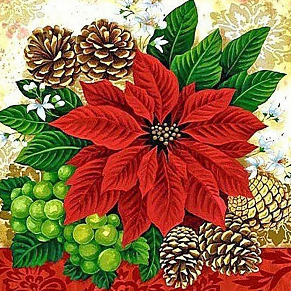 Christmas Poinsettia - Full Square Drill Diamond Painting 30*30CM