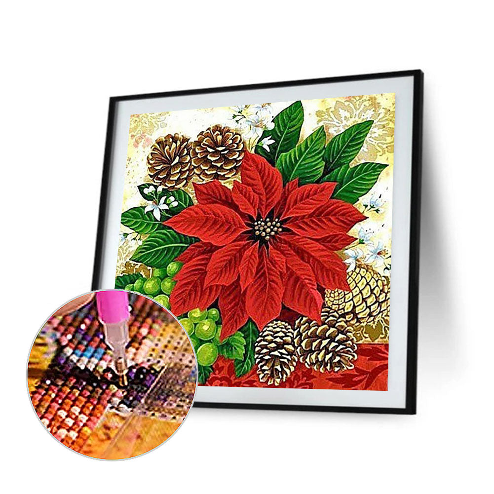 Christmas Poinsettia - Full Square Drill Diamond Painting 30*30CM